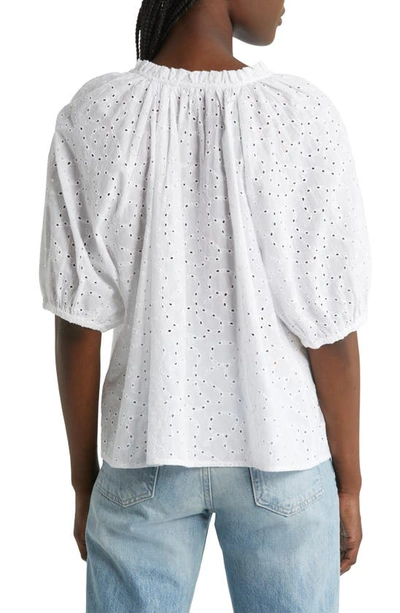 Shop & Other Stories Eyelet Cotton Popover Blouse In White Embroidery