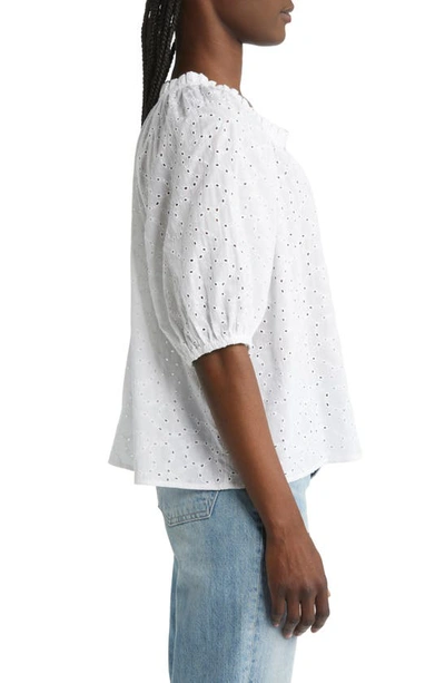 Shop & Other Stories Eyelet Cotton Popover Blouse In White Embroidery