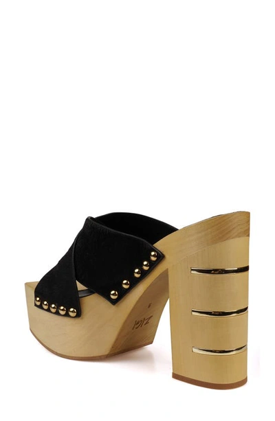 Shop Zigi Tabitha Platform Slide Sandal In Blk Leathe