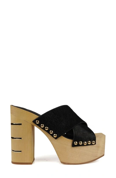 Zigi Tabitha Platform Slide Sandal In Blk Leathe