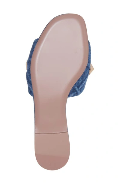 Valentino Roman Stud Denim Slide Sandals In Denim