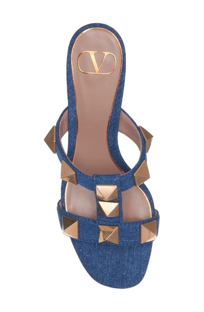 Shop Valentino Roman Stud Denim Slide Sandal