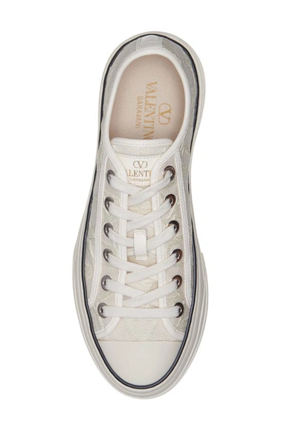 Shop Valentino Vlogo Toile Platform Sneaker In Ivory