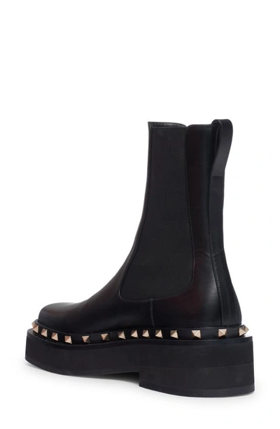 Shop Valentino Rockstud Chelsea Boot In Black