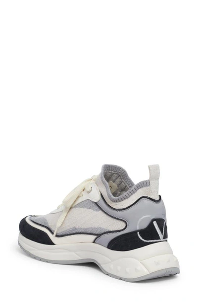 Shop Valentino Ready Go Runner Low Top Sock Sneaker In Ivory/ Grey