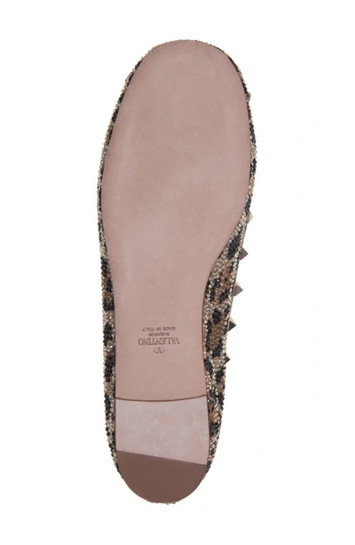 Shop Valentino Rockstud Crystal Embellished Ballet Flat In Leopard/ Rose