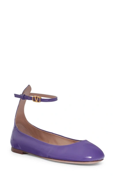 Shop Valentino Tan-go Patent Ballerina Flat In Electric Violet