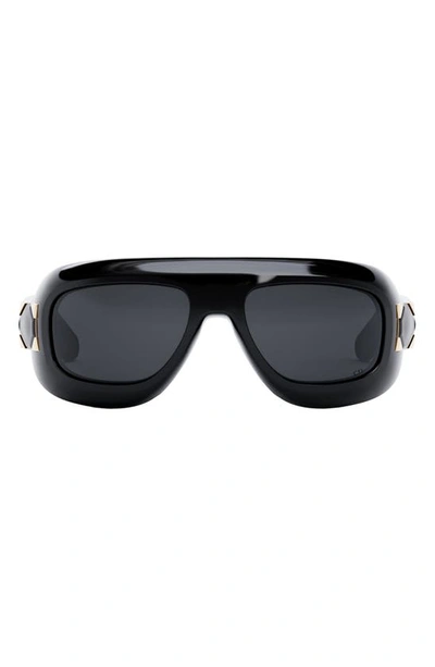 Shop Dior Lady 95.22 M1i 58mm Mask Sunglasses In Shiny Black / Smoke