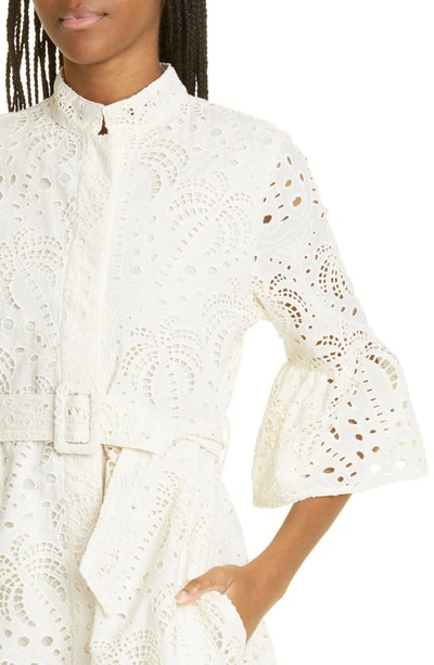Shop Farm Rio Cotton Eyelet Minidress In Off-white