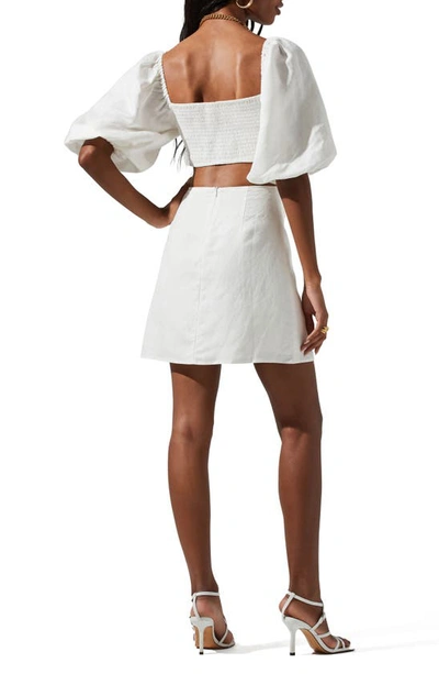 Shop Astr Heather Cutout Linen Blend Dress In White