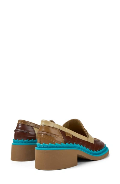 Shop Camper Twins Mismatched Penny Loafers In Burgundy Brown