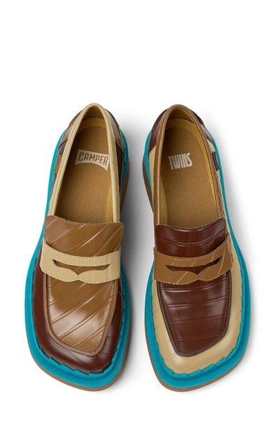 Shop Camper Twins Mismatched Penny Loafers In Burgundy Brown