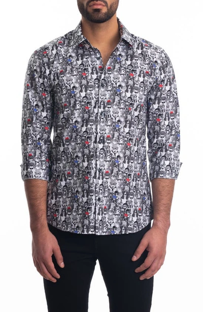 Shop Jared Lang Trim Fit Cotton Button-up Shirt In Grey Print