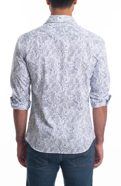Shop Jared Lang Trim Fit Floral Paisley Cotton Button-up Shirt In White Paisley