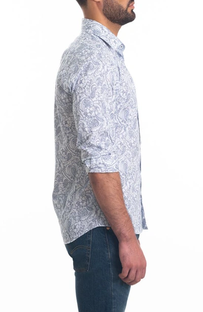 Shop Jared Lang Trim Fit Floral Paisley Cotton Button-up Shirt In White Paisley