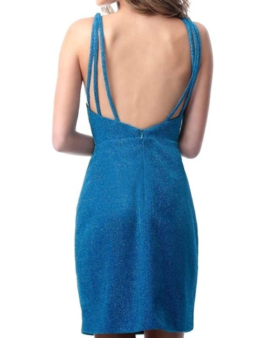 Shop Jovani Plunging Neckline Short Dress In Teal In Blue