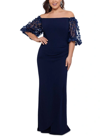 Shop Xscape Plus Womens Faux Wrap Maxi Evening Dress In Blue