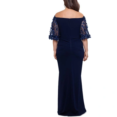 Shop Xscape Plus Womens Faux Wrap Maxi Evening Dress In Blue