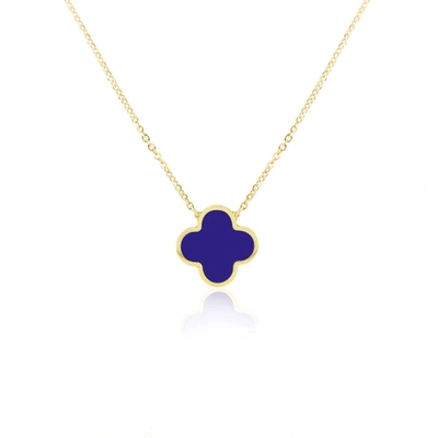 Shop The Lovery Extra Large Lapis Single Clover Necklace In Blue