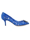 Dolce & Gabbana Lace Rainbow Pumps With Brooch Detailing In Blue