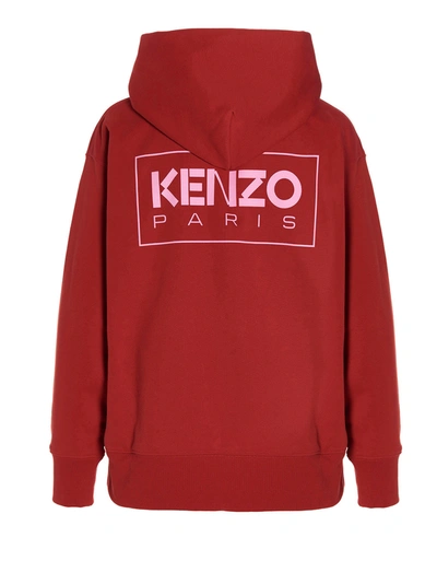 Shop Kenzo Logo Print Hoodie Sweatshirt Red