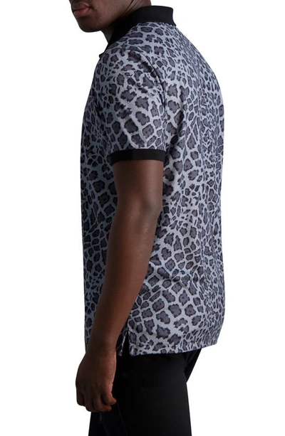 Shop Karl Lagerfeld Cheetah Print Polo Shirt In Grey