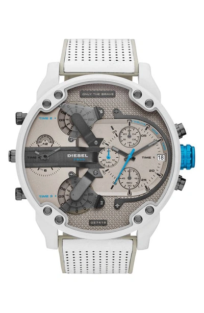 Shop Diesel Mr. Daddy 2.0 Chronograph Quartz Nylon Strap Watch, 57mm In White
