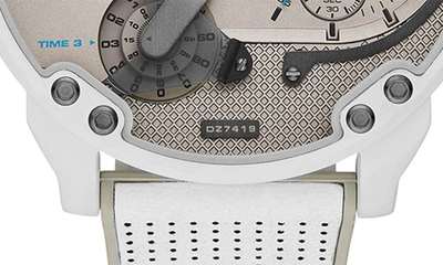 Diesel ® Mr. Daddy 2.0 Chronograph Quartz Nylon Strap Watch, 57mm In White