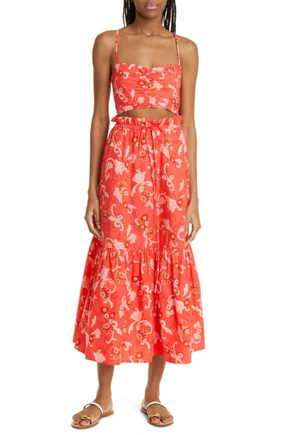 A.l.c Francis Printed Drawstring Maxi Skirt In Calla Multi