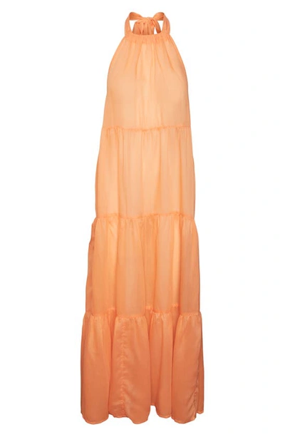 Shop Vero Moda Eva Beach Halter Maxi Dress In Mock Orange