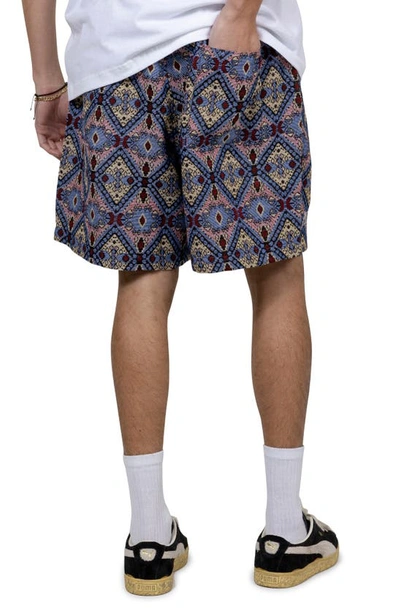 Shop Pleasures Coffer Tapestry Jacquard Shorts In Blue
