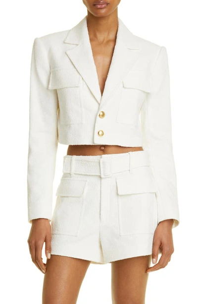 Shop A.l.c Banks Stretch Cotton Crop Jacket In White