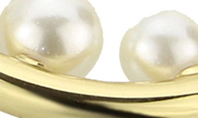 Shop Covet Imitation Pearl Hoop Earrings In White