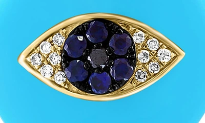 Shop Effy 14k Yellow Gold Turquoise, Sapphire & Diamond Evil Eye Pendant Necklace In Blue