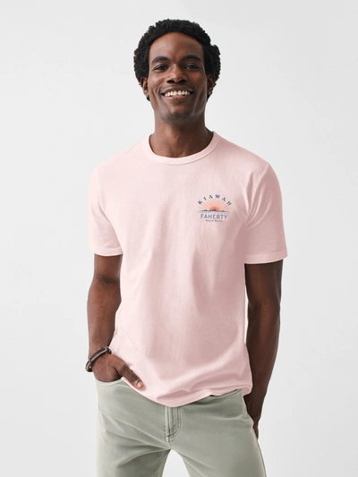 Shop Faherty Kiawah Short-sleeve Crew T-shirt In Pink Pearl