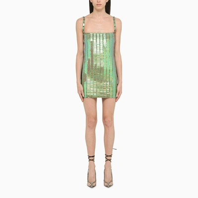 Shop Attico Iridescent Green Rue Mini Dress
