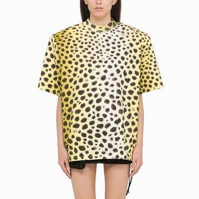 Shop Attico The  | Cheetah T-shirt With Maxi Shoulders In Yellow