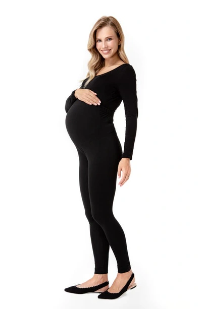 Shop Accouchée Foldover Waistband Maternity Leggings In Black