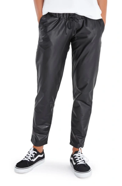 Shop Accouchée Foldover Waistband Faux Leather Maternity Pants In Black