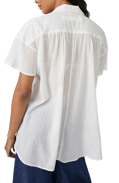 Free People Float Away Button-up Shirt In Optic White