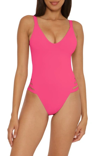 Shop Becca Color Code High Leg One-piece Swimsuit In Hot Pink