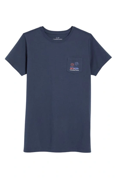 Shop Vineyard Vines Beach Fireworks Pocket Graphic T-shirt In Blue Blazer