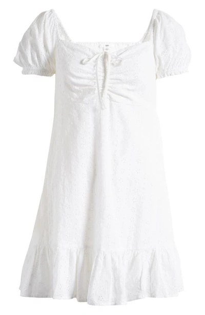 Shop Bp. Eyelet Cutout Puff Sleeve Dress In White Brilliant