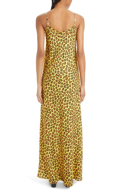 RABANNE LEOPARD PRINT SATIN MAXI SLIPDRESS 