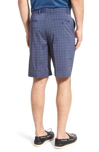 S.w.c Lone Cypress Pebble Beach Plaid Moisture Wicking Golf Shorts In Peacoat