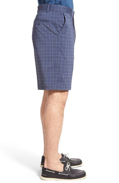 S.w.c Lone Cypress Pebble Beach Plaid Moisture Wicking Golf Shorts In Peacoat