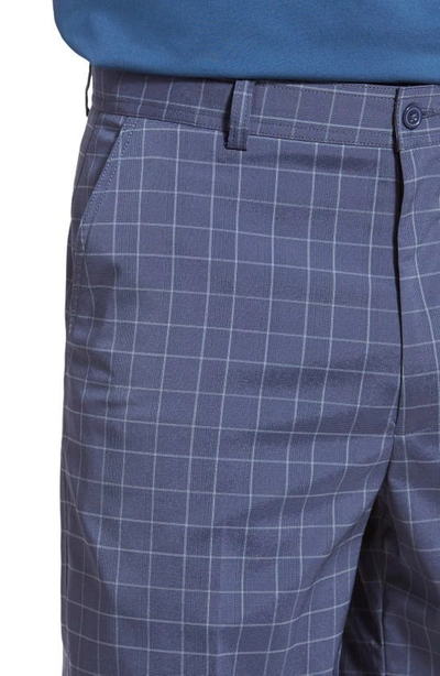 S.w.c Lone Cypress Pebble Beach Plaid Moisture Wicking Golf Shorts In Peacoat