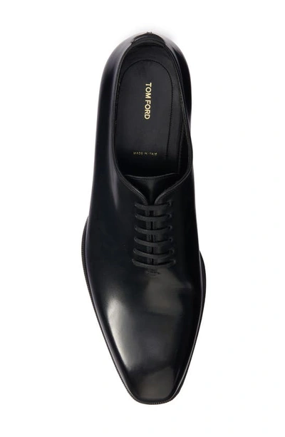 Tom Ford Elkan Whole-cut Glossed-leather Oxford Shoes In Black