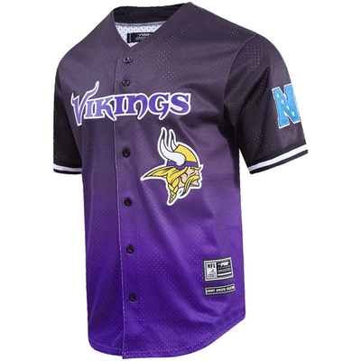 Black/purple Minnesota Vikings Ombre Mesh Button-up Shirt