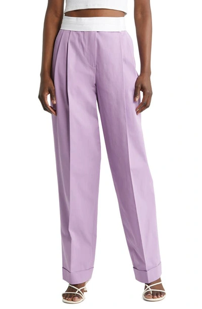 Shop Nackiyé Gentlewoman Pleated High Waist Cotton Gabardine Trousers In Lilac